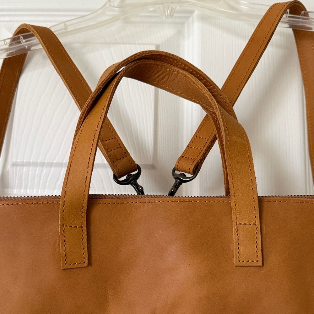 Able Leather Convertible Backpack Tote in Cognac Brown - Picture 2 of 9